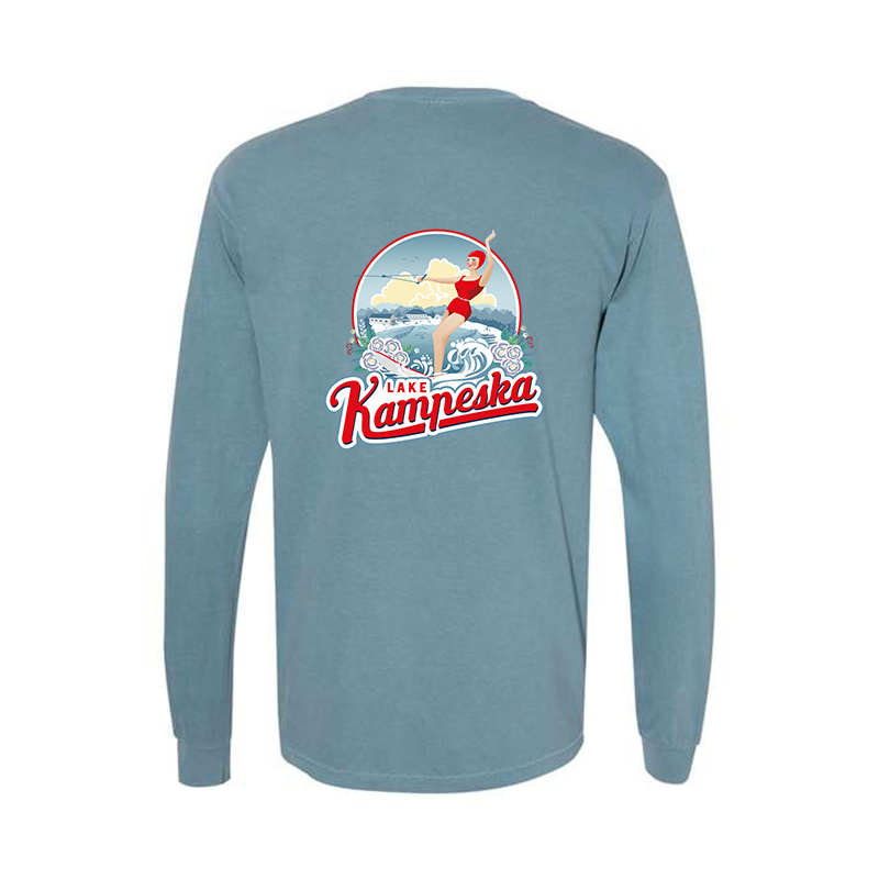 Ice Blue Long Sleeve Pocket Tee